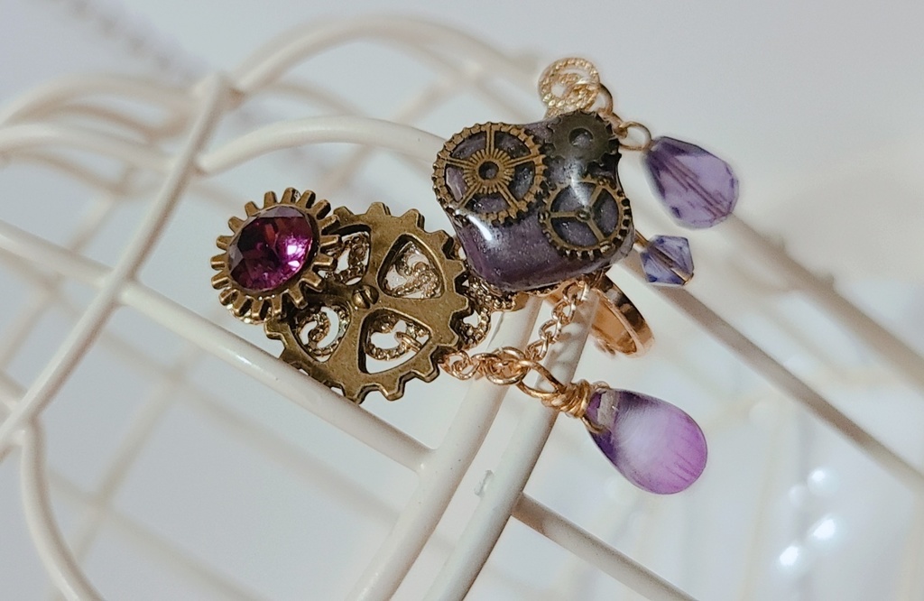 魔法少女まどか☆マギカ*暁美ほむらイヤーカフ風イヤリング