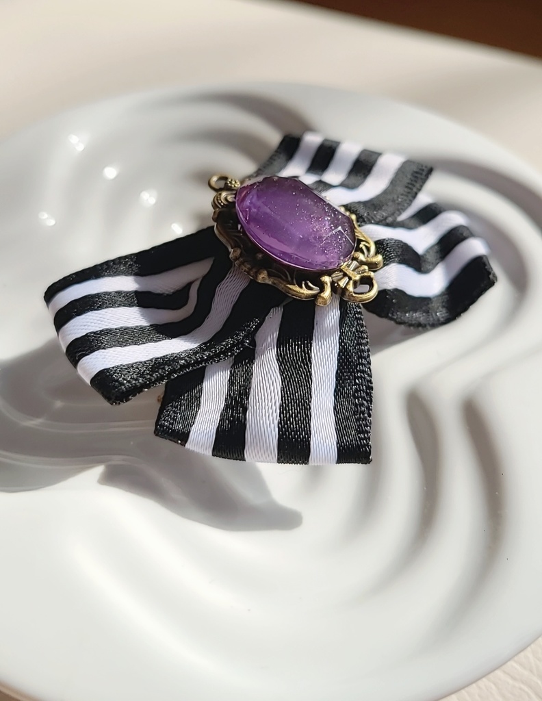 ツイステ*ストライプリボン グリムイメージヘアクリップ