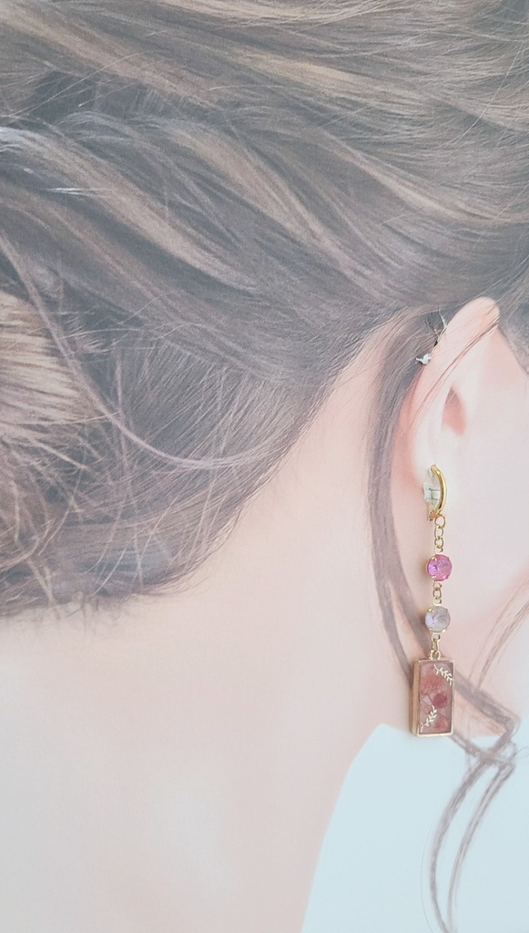 鬼滅の刃*花札風🎴竈門禰豆子イメージフープイヤリング