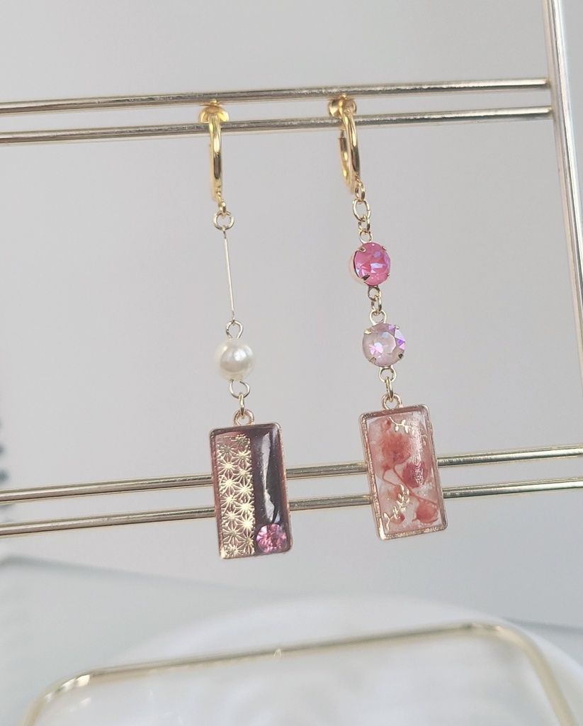 鬼滅の刃*花札風🎴竈門禰豆子イメージフープイヤリング