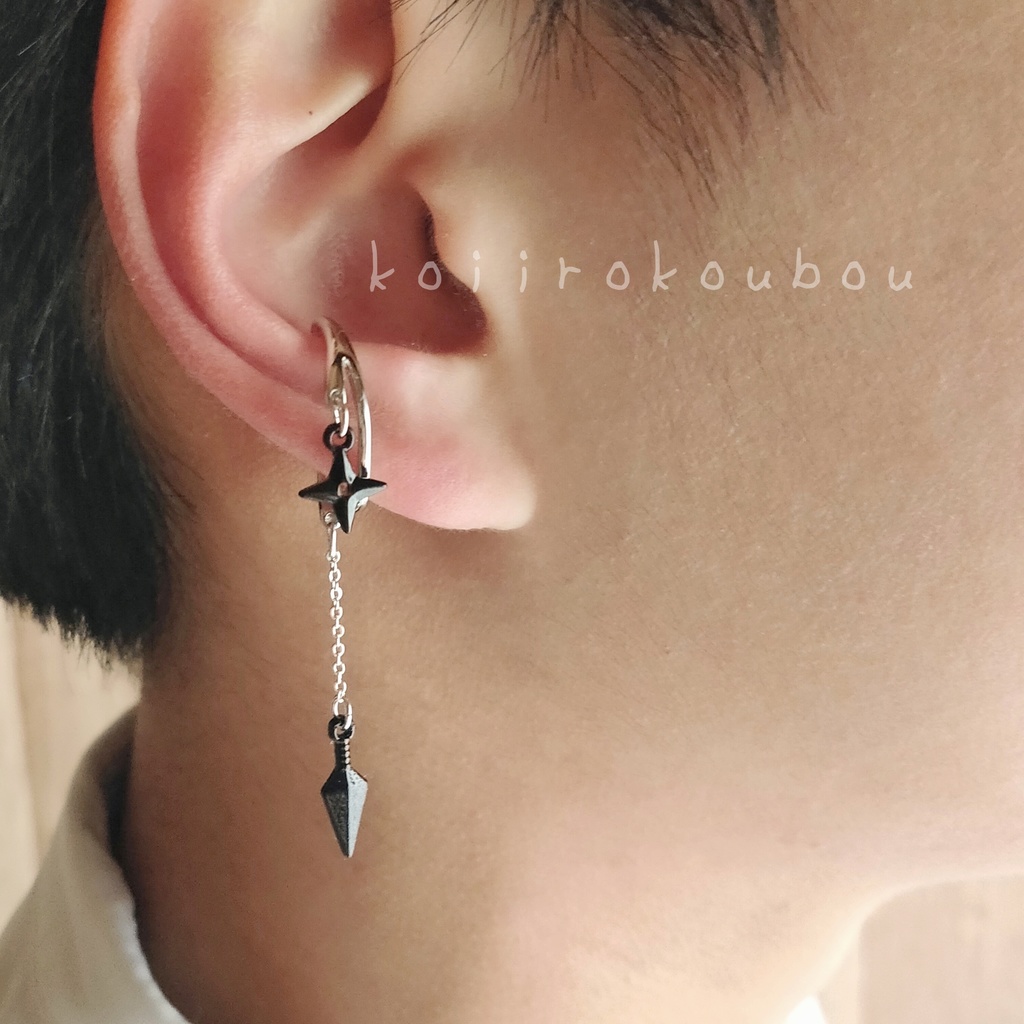 手裏剣と苦無のイヤーカフ