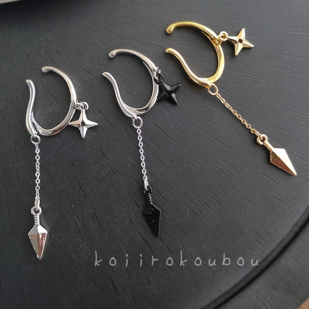 手裏剣と苦無のイヤーカフ