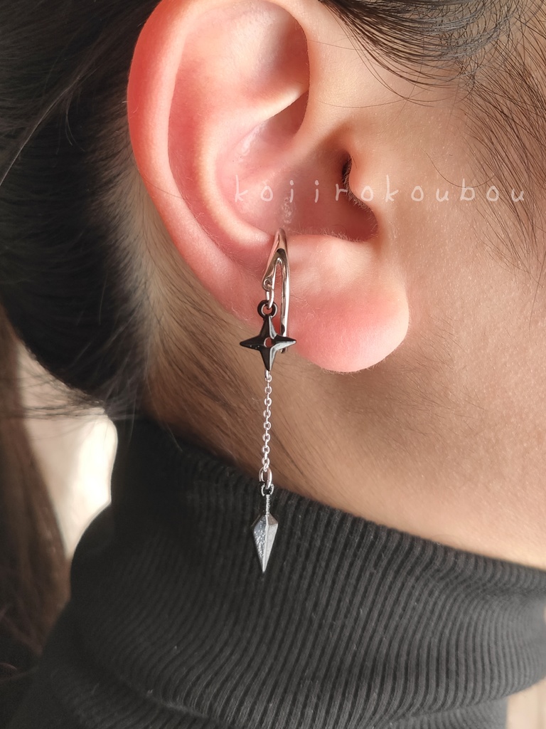 手裏剣と苦無のイヤーカフ