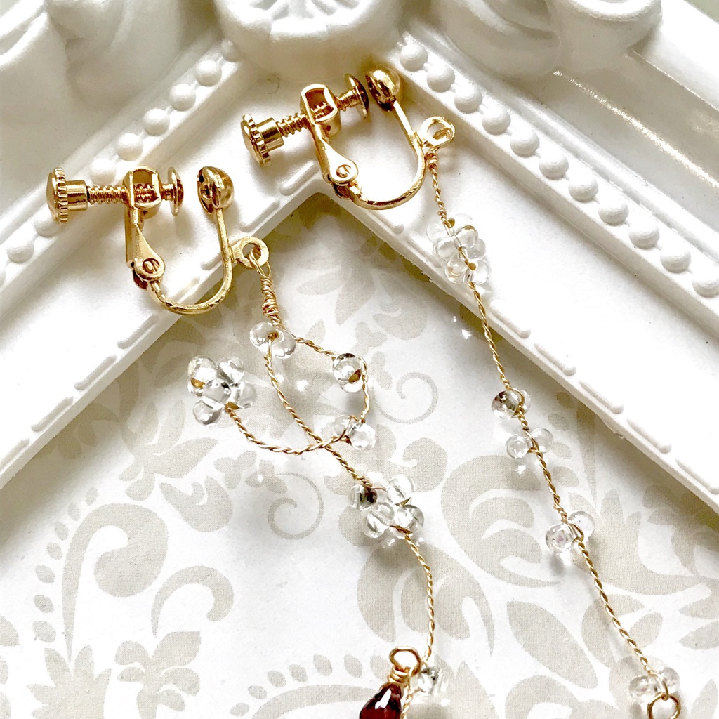 音駒カラー 小枝の天然石ピアスorイヤリング