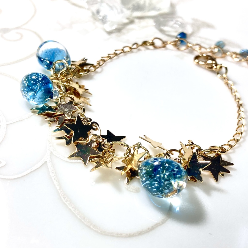 〜星降る夜〜 ティアドロップのブレスレット