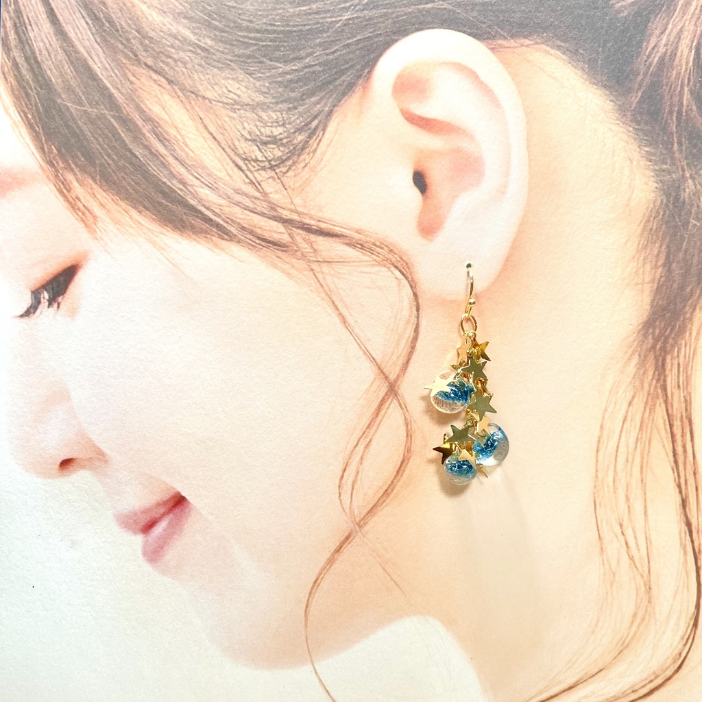 〜星降る夜〜 ティアドロップのピアス/イヤリング