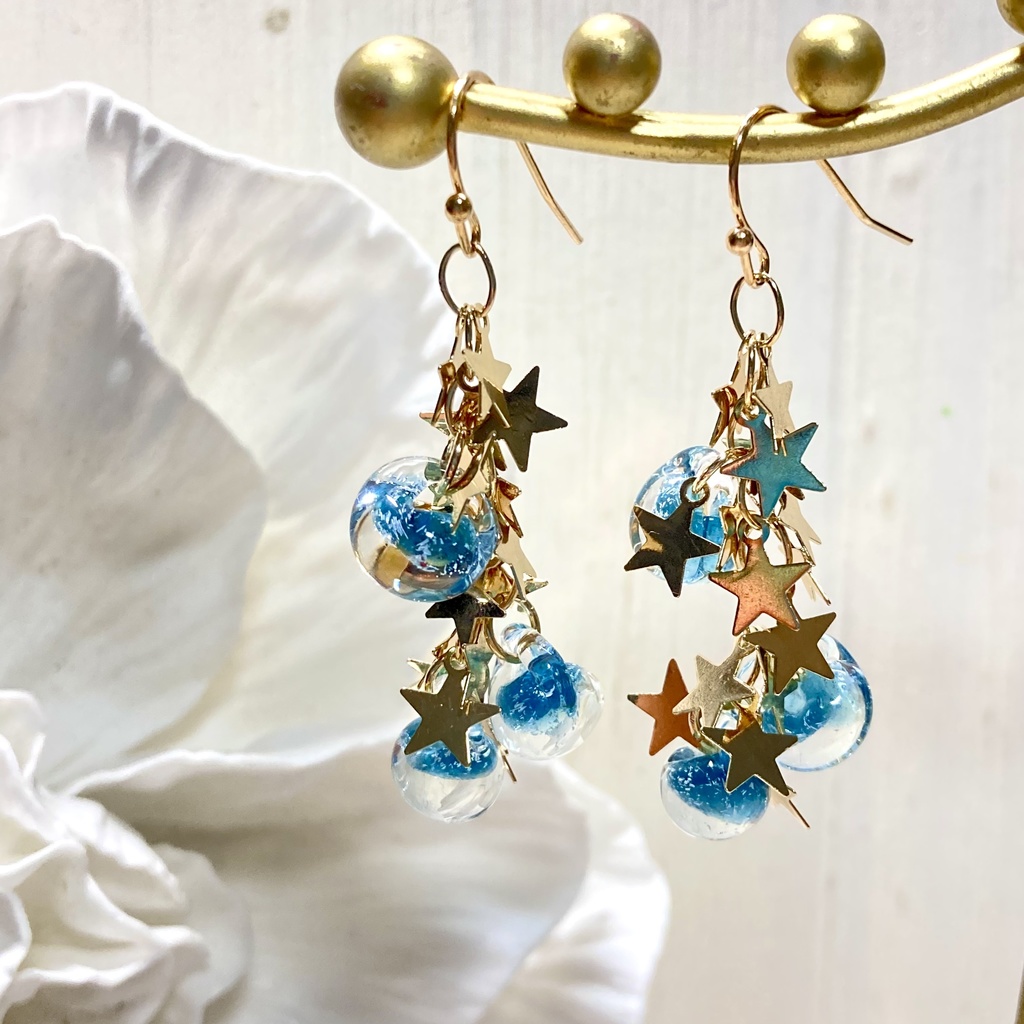 〜星降る夜〜 ティアドロップのピアス/イヤリング