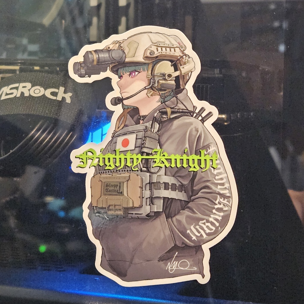 Nighty Knight Hoodie ステッカー 100×70 (mm)