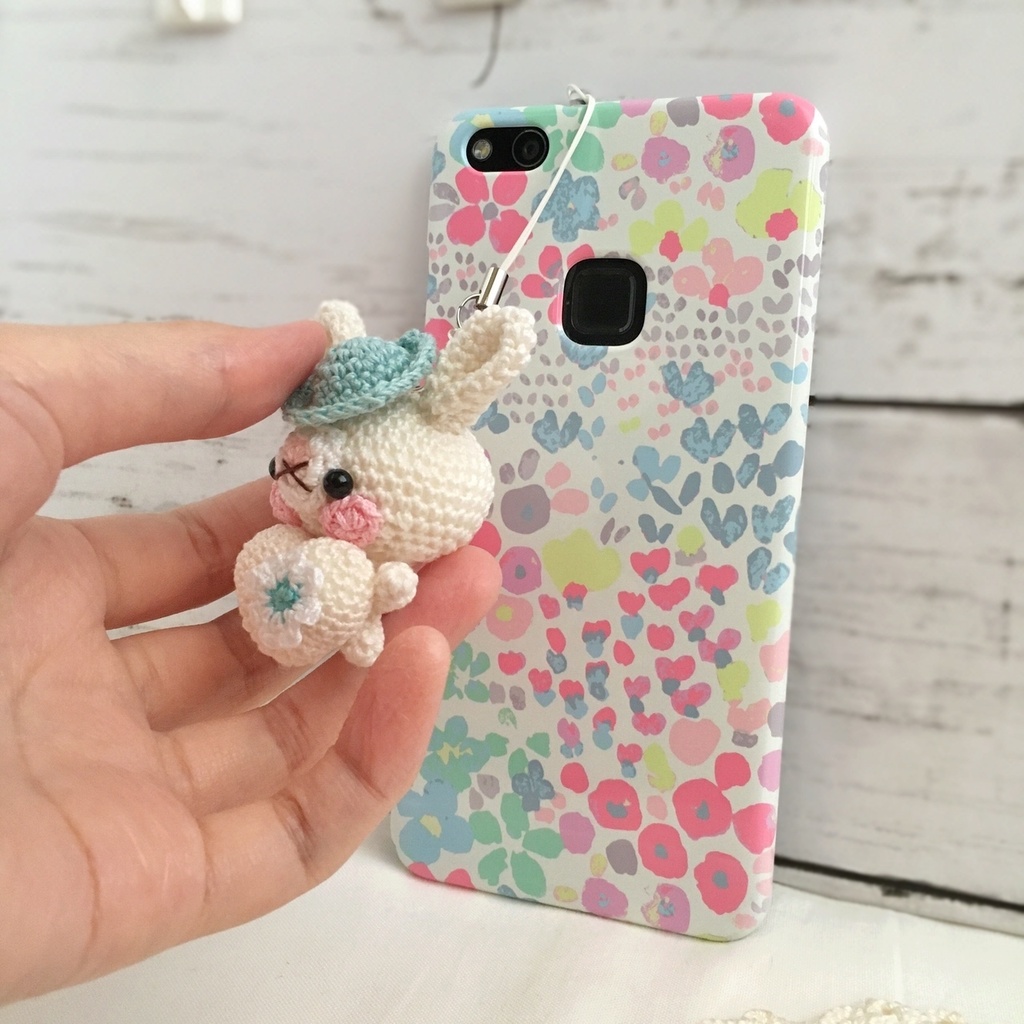 【受注生産】ホワイトウエディング男の子うさぎさん*鈴付きイヤホンジャックストラップ