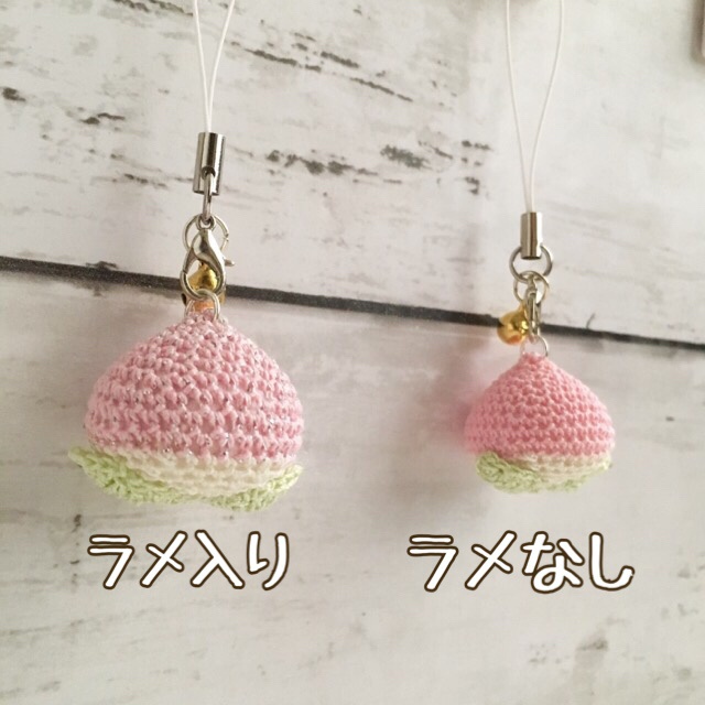 ラメあり&なし/ピンク色・桃 鈴付きストラップ