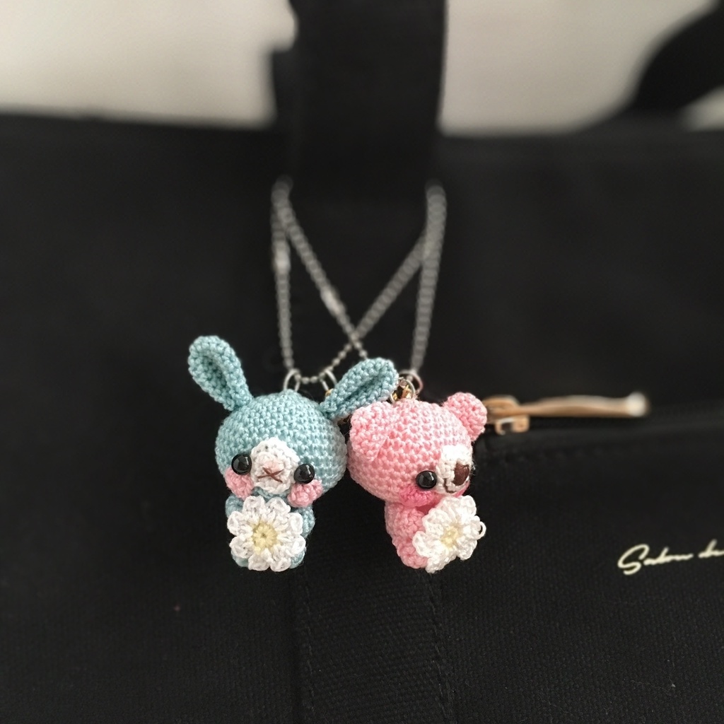 【受注生産】1番小さなサイズ!動物あみぐるみ鈴付きストラップ②