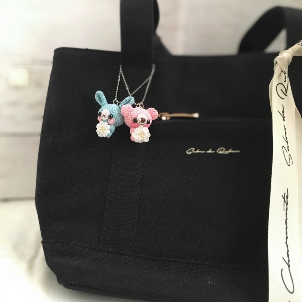 【受注生産】1番小さなサイズ!動物あみぐるみ鈴付きストラップ②