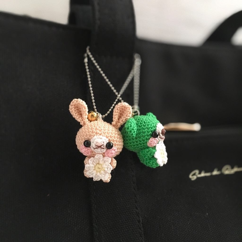 【受注生産】1番小さなサイズ!動物あみぐるみ鈴付きストラップ③