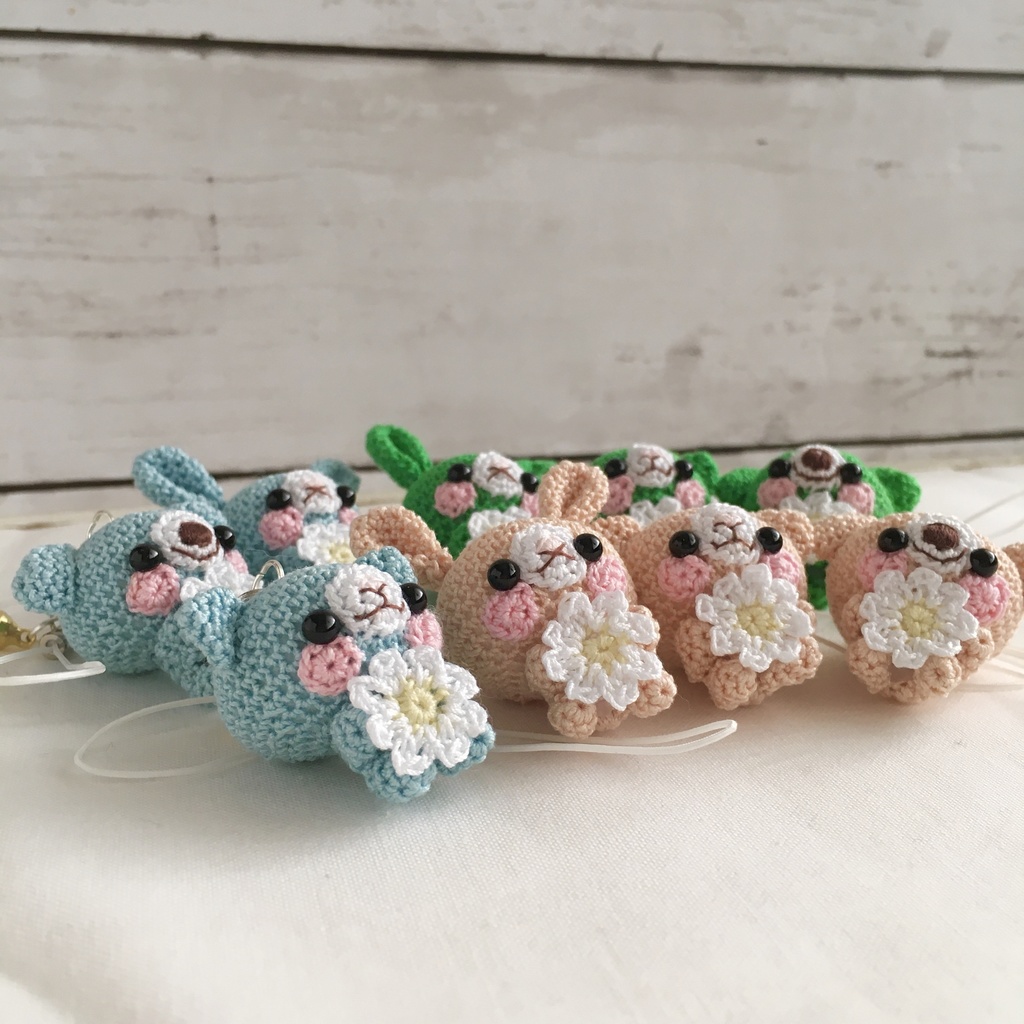 【受注生産】1番小さなサイズ!動物あみぐるみ鈴付きストラップ③