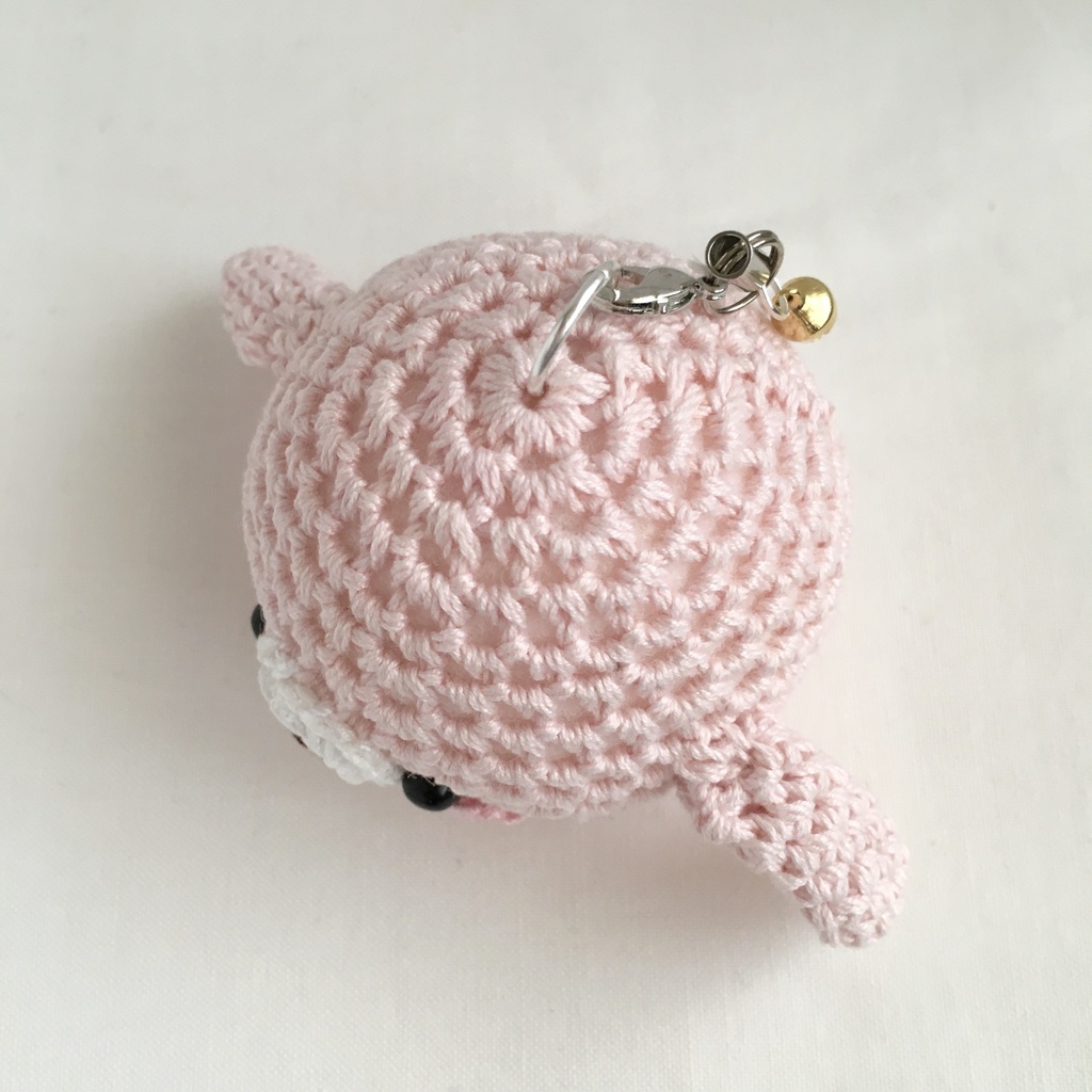 優しい淡ピンク色ロップイヤー!大きなお顔が持ち物の目印に最適♪【大】鈴付きイヤホンジャック|ストラップ|ボールチェーン