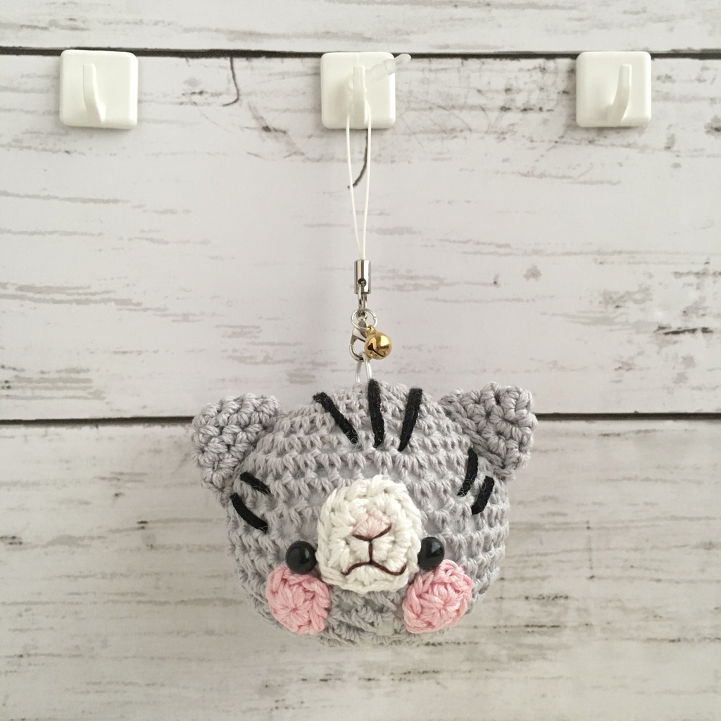 アメリカンショートヘア猫さんウチの子◎持ち物の目印に【大】鈴付きイヤホンジャック|ストラップ|ボールチェーン