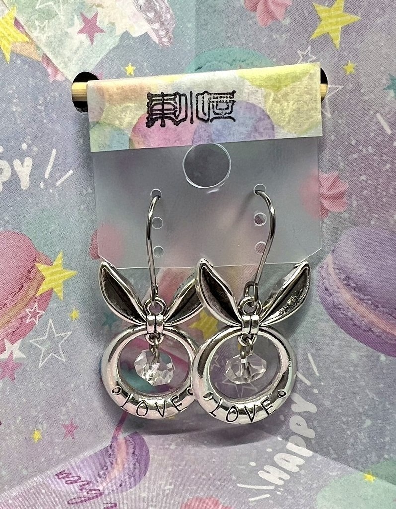 ﾋﾟｱｽ】　大きなウサ耳&小さなｸﾘｽﾀﾙ　　【ｲﾔﾘﾝｸﾞ変更可能】
