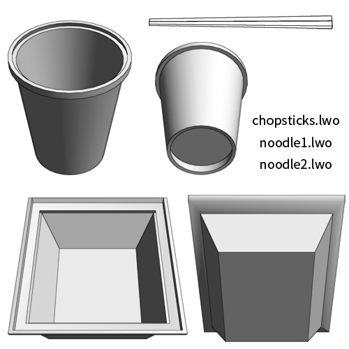 3D素材「カップ麺セット」