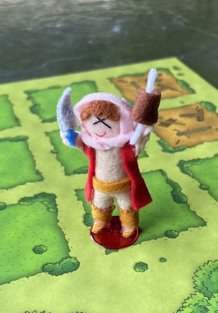 ボードゲーム カタンの盗賊風オリジナル駒 フェルト製 赤 まーまゆ食堂19 ふぇると Booth