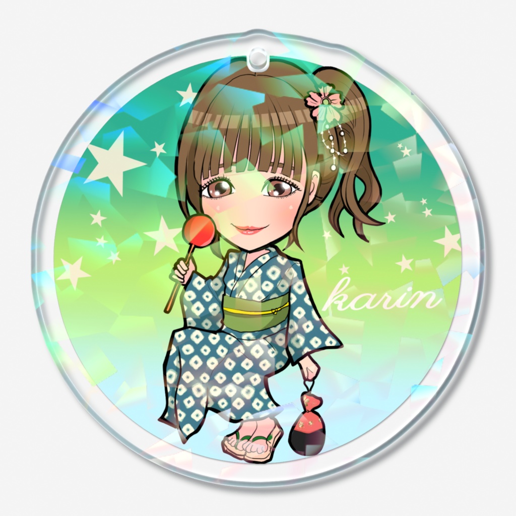  花うた記念アートグッズ かりんアクリルキーホルダー50x50mm