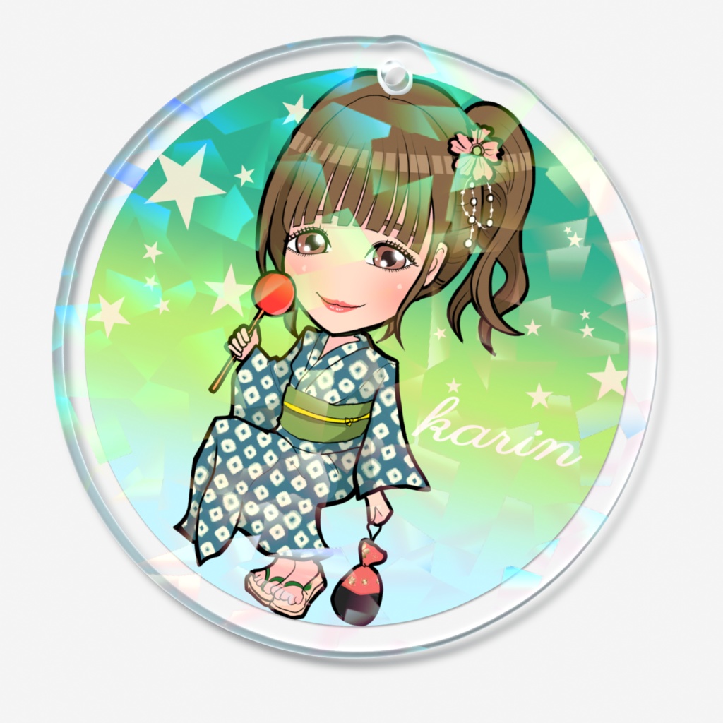 花うた記念アートグッズ かりんアクリルキーホルダー50x50mm