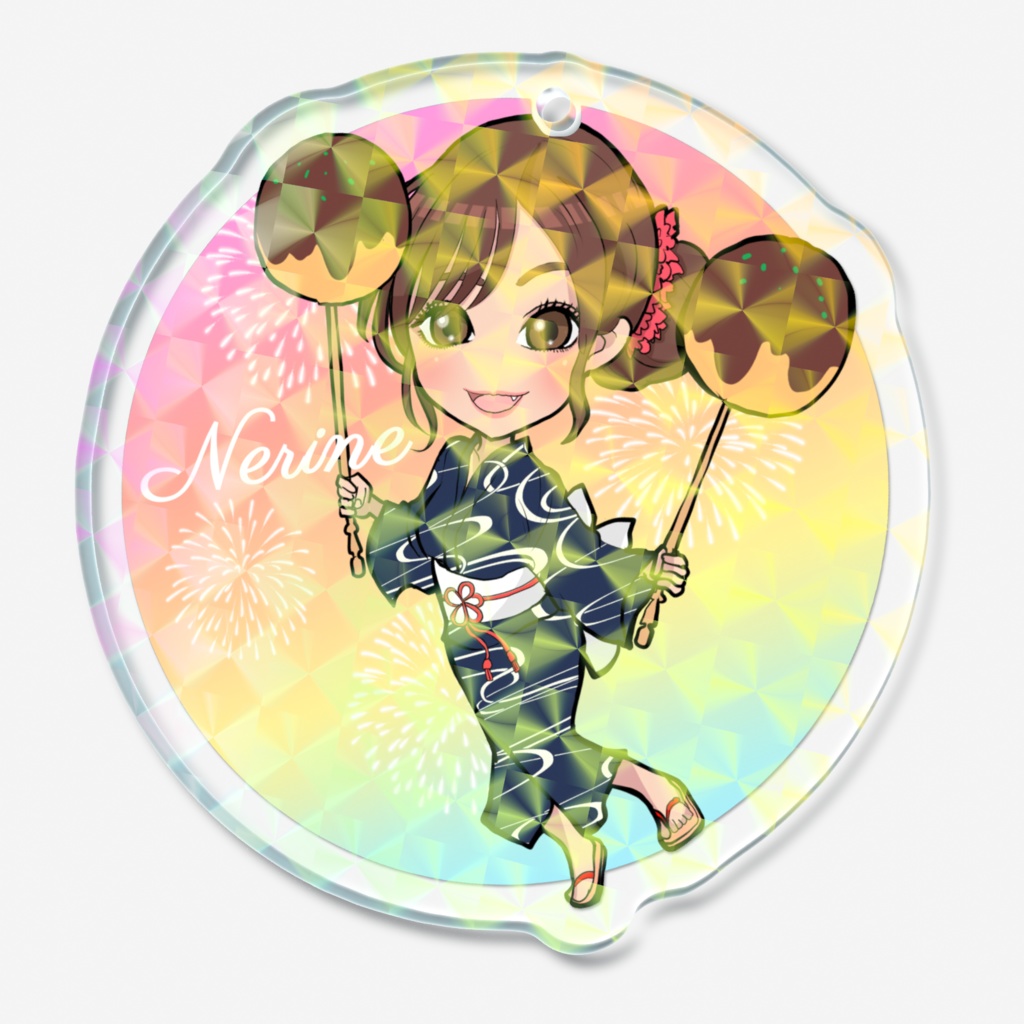 花うた記念アートグッズ ねりねホログラムアクリルキーホルダー50x50mm