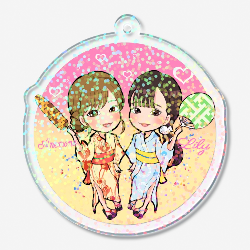 花うた記念アートグッズ あねもね&りりぃホログラムアクリルキーホルダー50x50mm