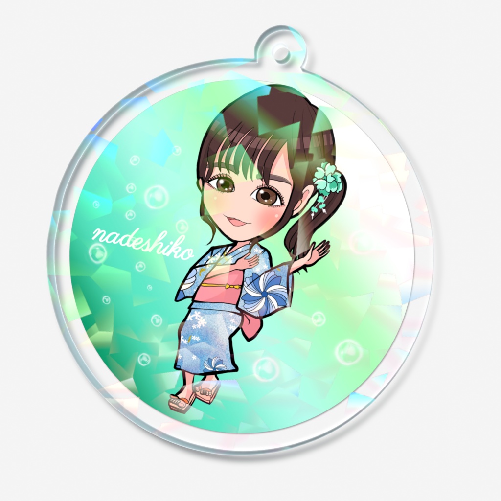 花うた記念アートグッズ なでしこホログラムアクリルキーホルダー50x50mm