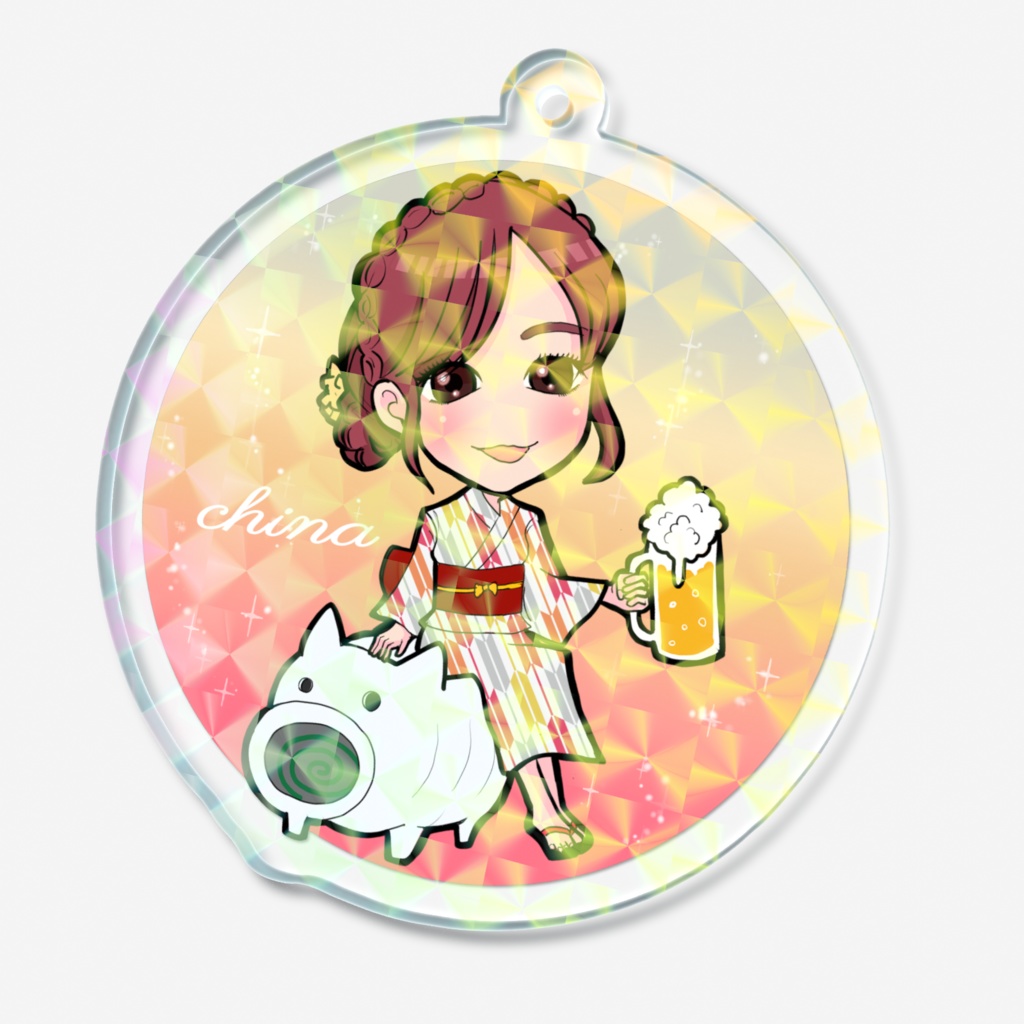 結び記念アートグッズ ちなホログラムアクリルキーホルダー50x50mm