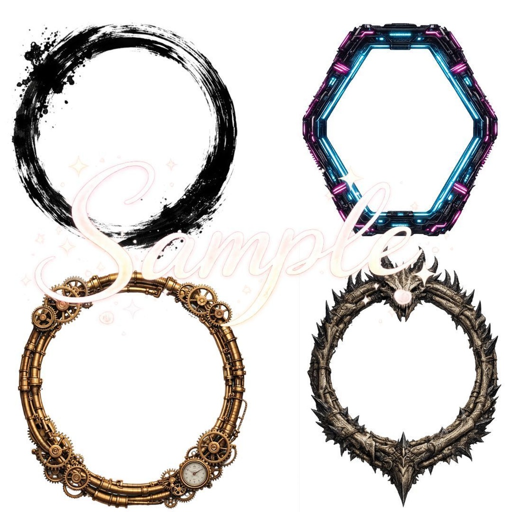 幻想・世界観背景セット+フレーム素材集(高解像度/商用利用OK)PNG