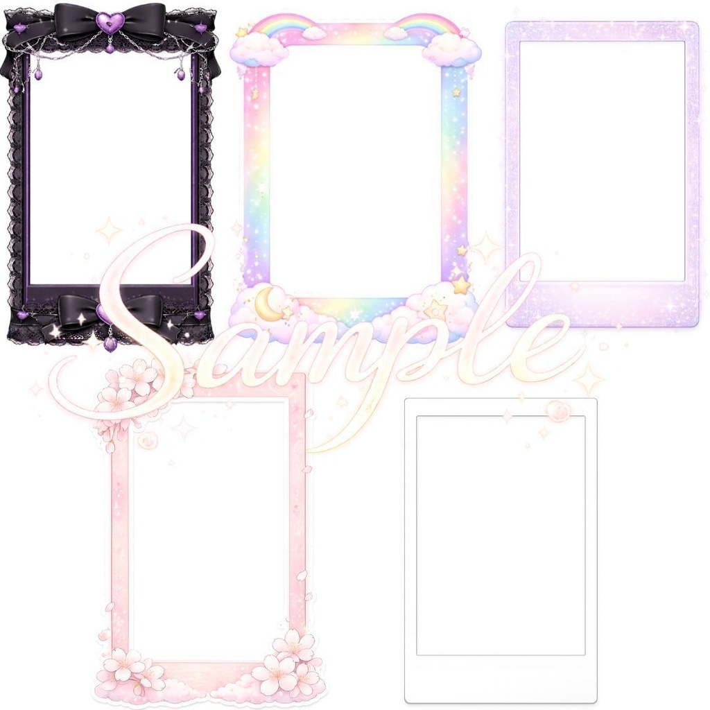 かわいい系「縦型」背景セット+フレーム素材集(パステル/量産向け/商用利用OK)