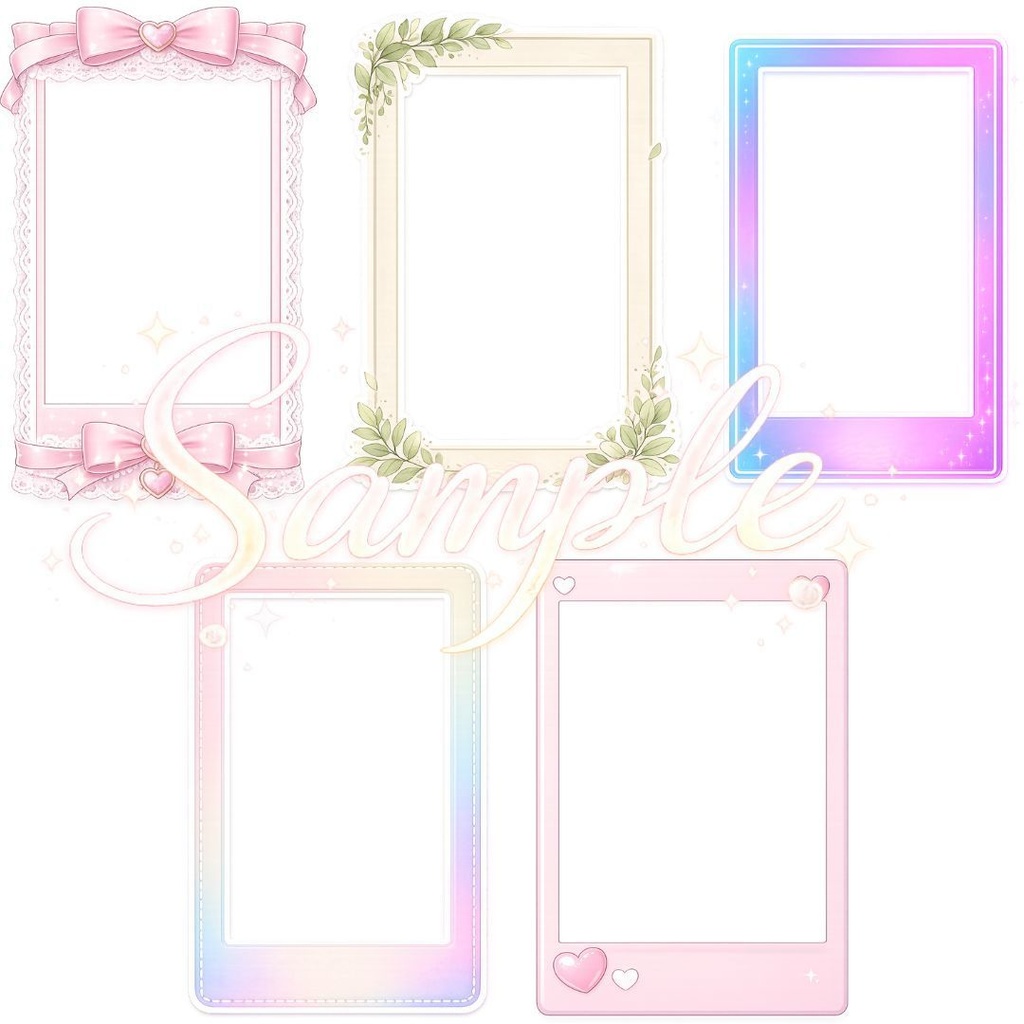 かわいい系「縦型」背景セット＋フレーム素材集（パステル／量産向け／商用利用OK）