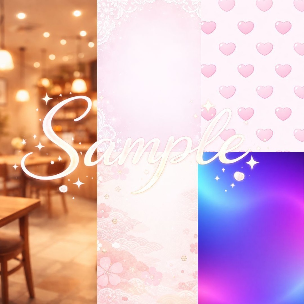 かわいい系「縦型」背景セット+フレーム素材集(パステル/量産向け/商用利用OK)