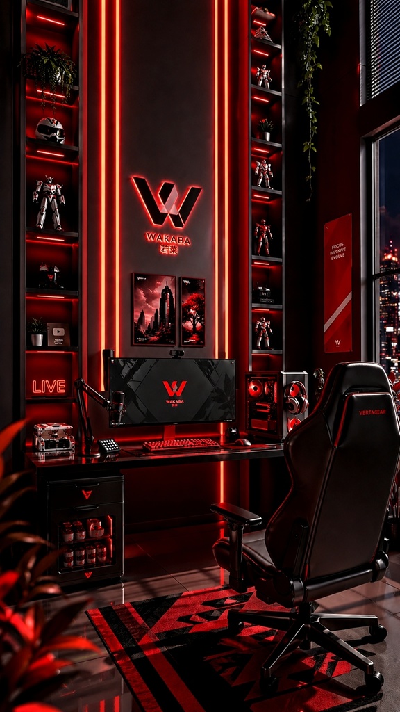 ネオン配信ルーム背景セット【9:16/全6色】Vライバー・配信・動画用