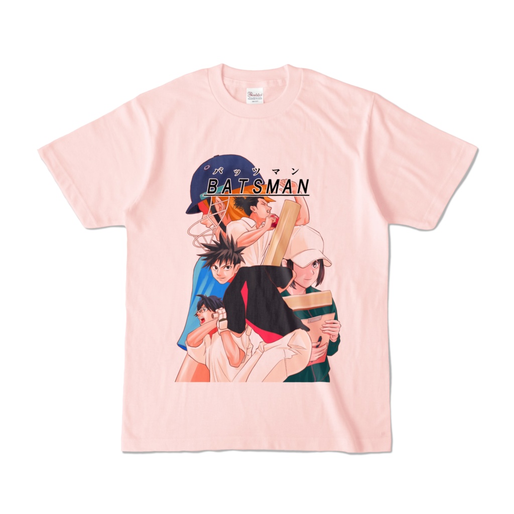 (ライトピンク)クリケットマンガTシャツ-BATSMAN-バッツマン