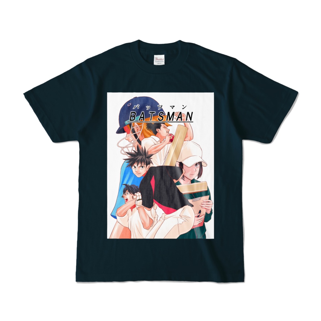 (ネイビー)クリケットマンガTシャツ-BATSMAN-バッツマン