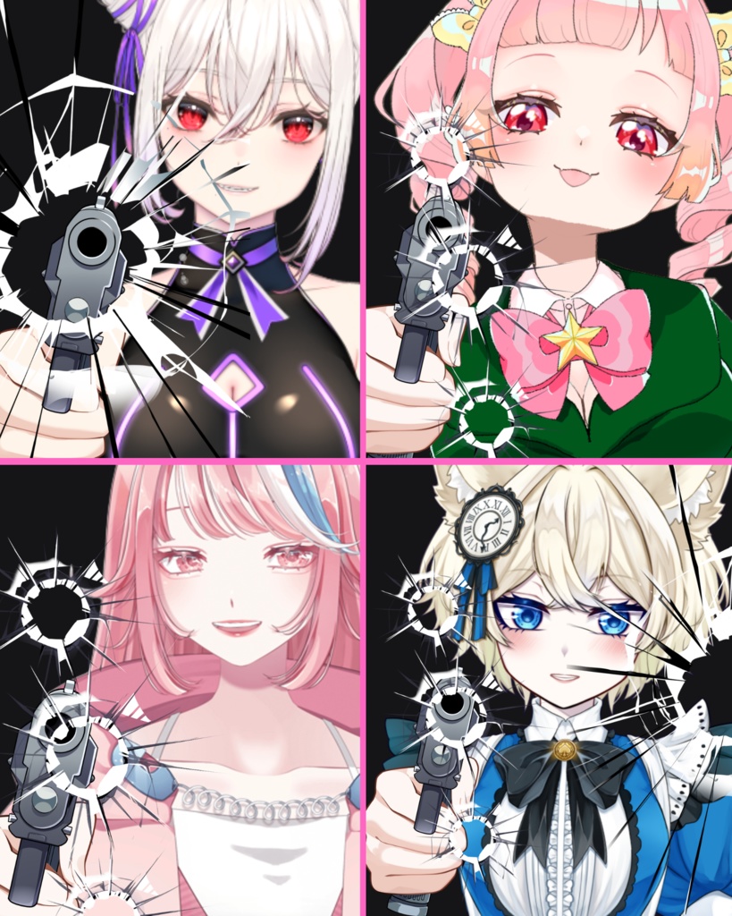 VTuber素材_拳銃でガラスをバキバキにわる素材_高画質+商用利用権