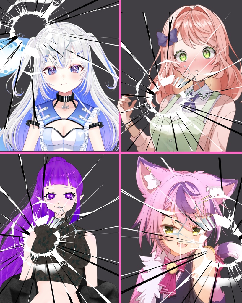 Vtuber素材_破壊されたガラス_高画質+商用利用権