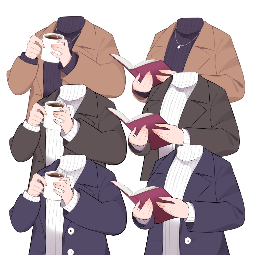 Vtuber素材_インテリに見える本を持つ衣装+ココア差分_高画質+商用利用権
