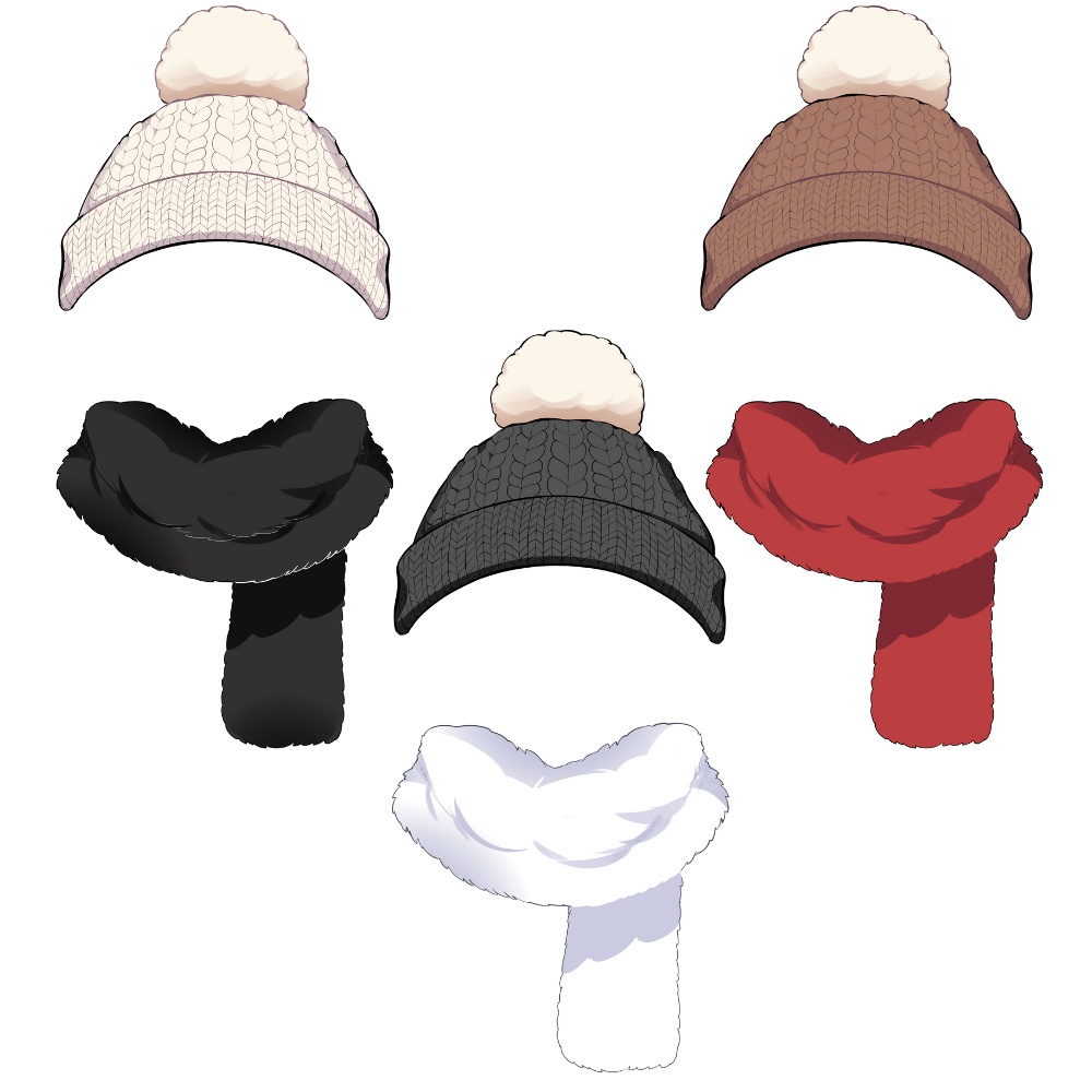 Vtuber素材_もこもこ上着を着たスマホを持つ人+帽子差分_高画質+商用利用権