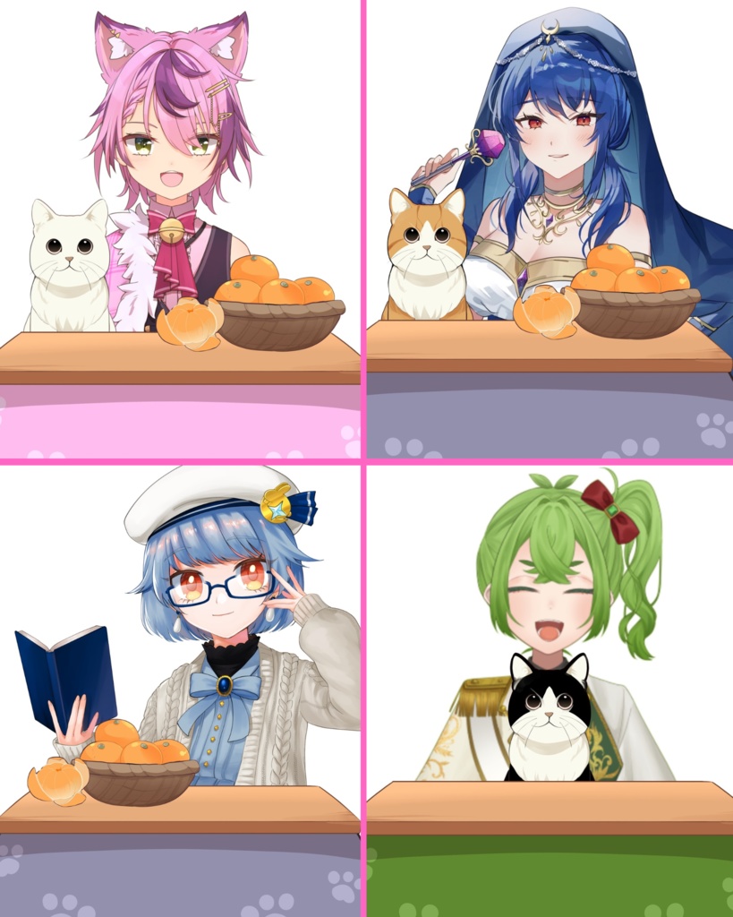 Vtuber素材_こたつでみかんを食べながらくつろぐ+猫+_高画質+商用利用権