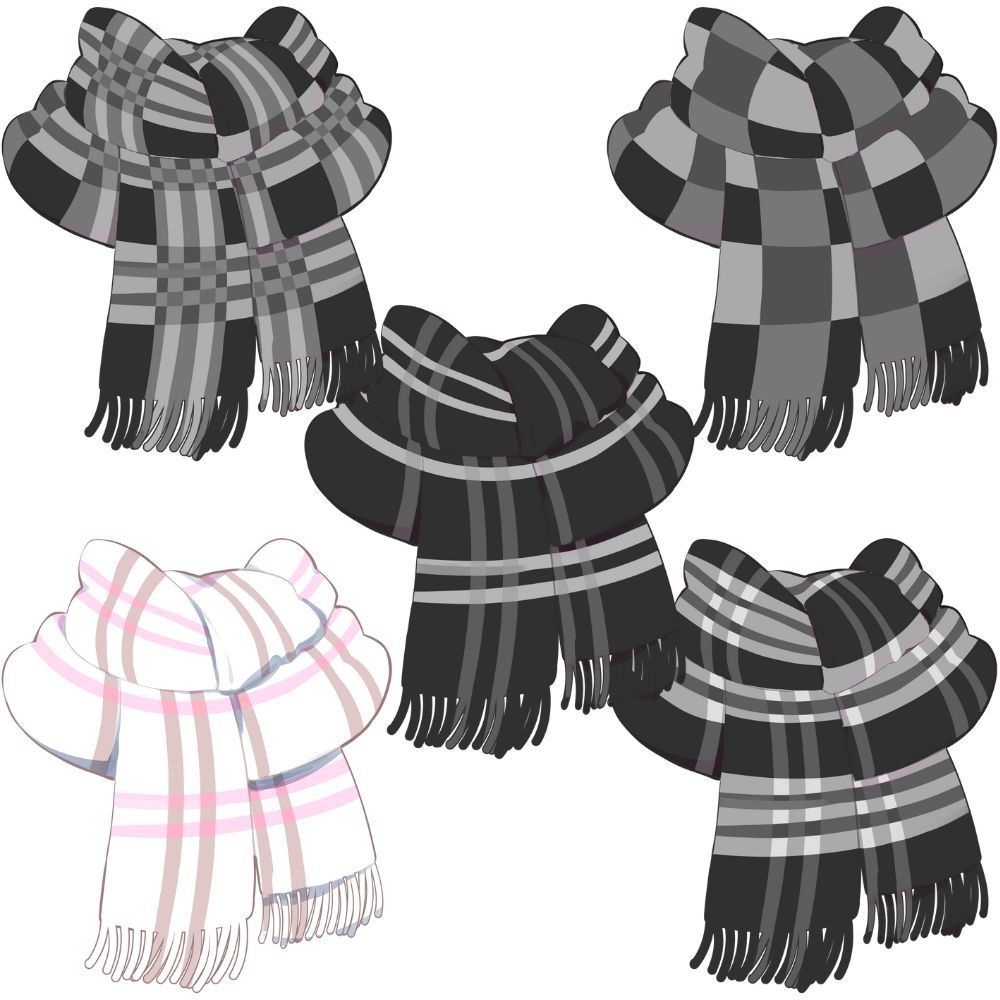 VTuber素材_四種のマフラー素材(カラバリ5種類)_高画質+商用利用権