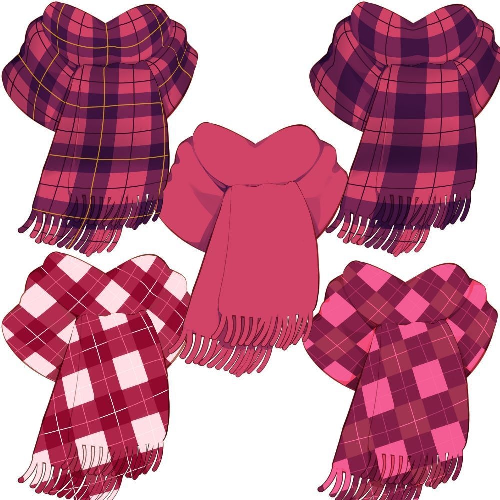 VTuber素材_四種のマフラー素材(カラバリ5種類)_高画質+商用利用権