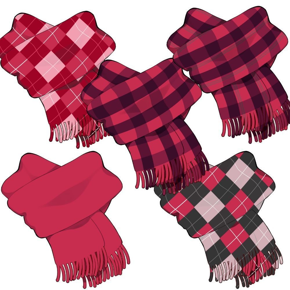 VTuber素材_四種のマフラー素材(カラバリ5種類)_高画質+商用利用権