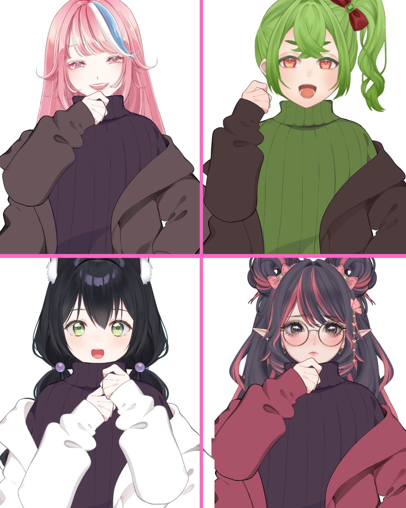 VTuber素材_コート付ネックセーター衣装素材_高画質+商用利用権