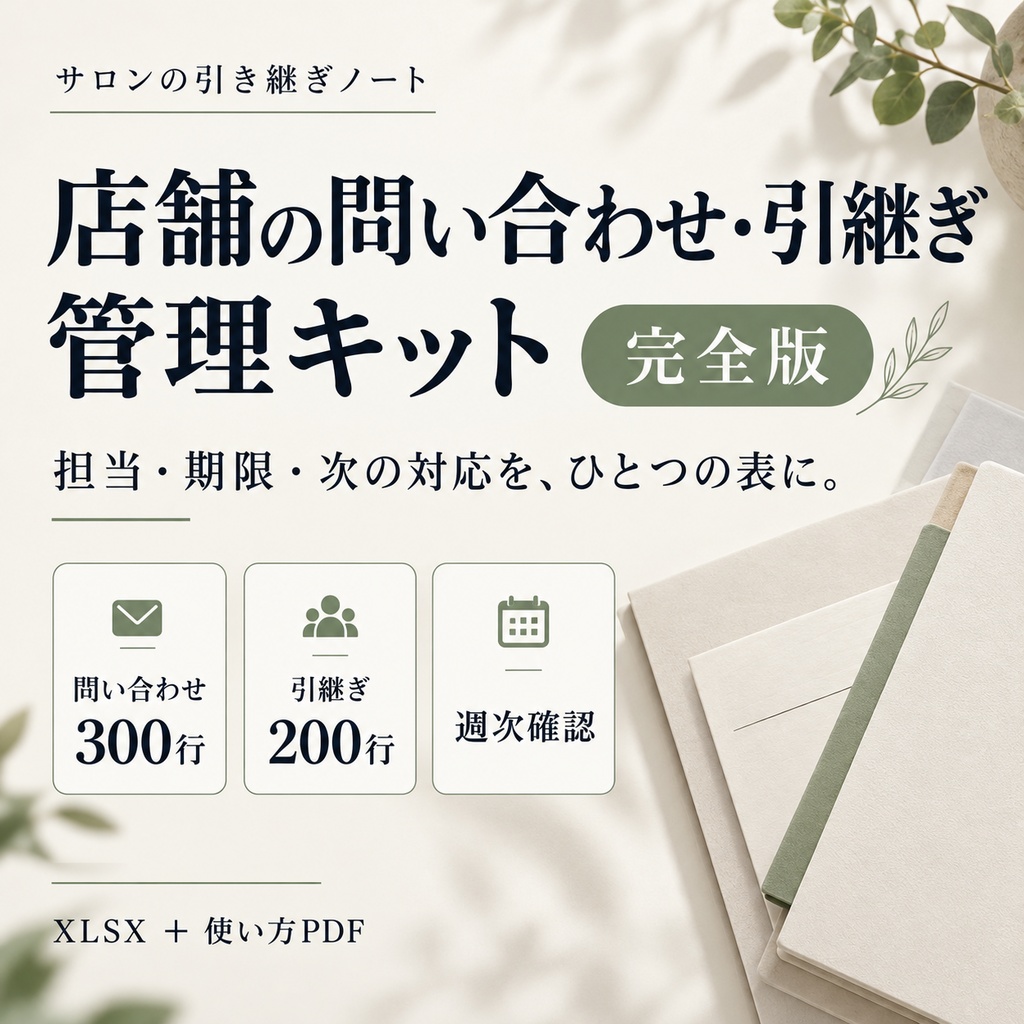 店舗の問い合わせ・引継ぎ管理キット|XLSX完全版