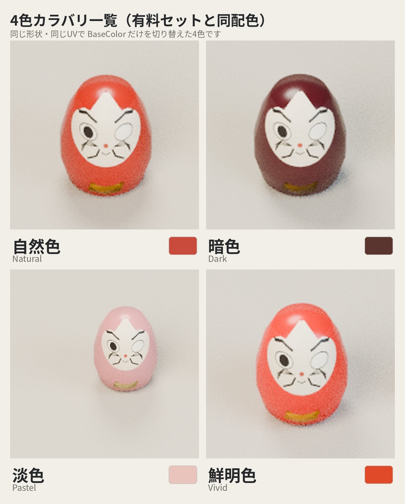 【無料】だるま【ローポリ3Dモデル】