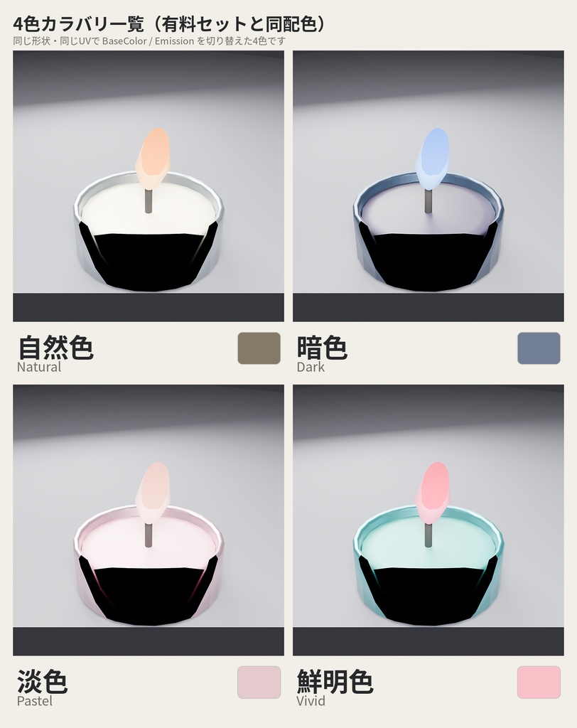 【無料】ティーライト【ローポリ3Dモデル】