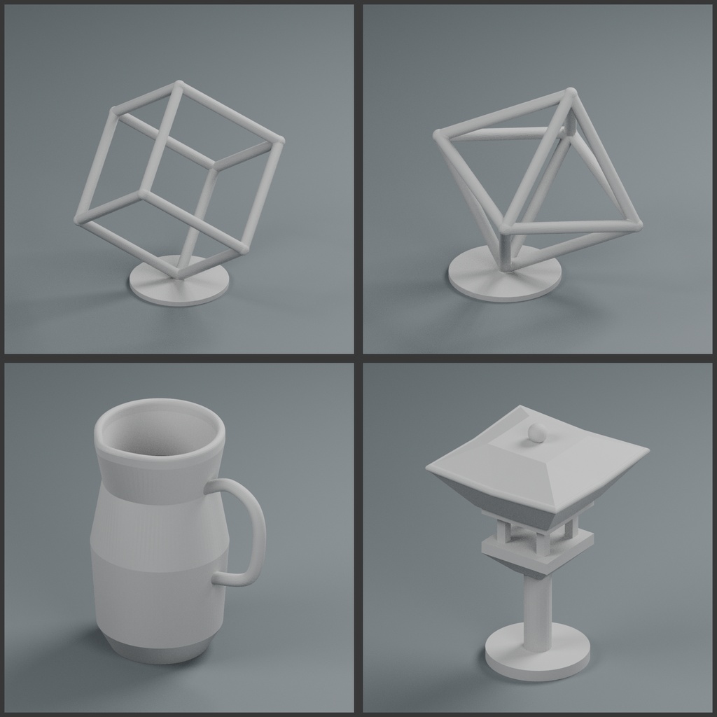 3Dプリント用STL 印刷用オブジェ17種セット【個人利用限定】