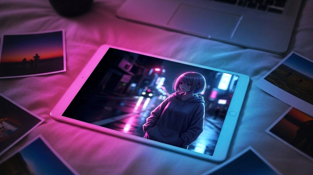 銀髪ボブちゃん 公式世界観アート Vol.02『夜の街』高解像度ビジュアルセット